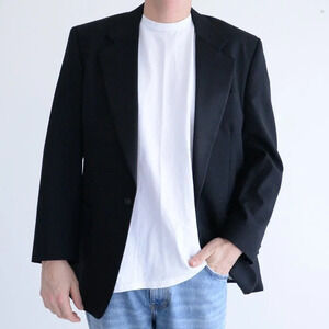 Vintage Jos. A. Banks Black Single Button 100% Pure Wool Tuxedo Blazer Size 40 R